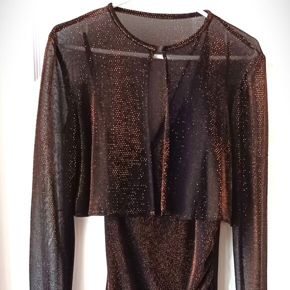 Ricki's Gold Metallic One Strap Dress Party Gown Size S/P with Jacket & Shawl - Picture 1 of 10